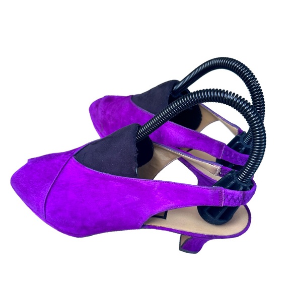 Nina Original Peep Toe Slingback Purple Velvet Suede Pump Shoes Size 6.5M - Picture 4 of 8